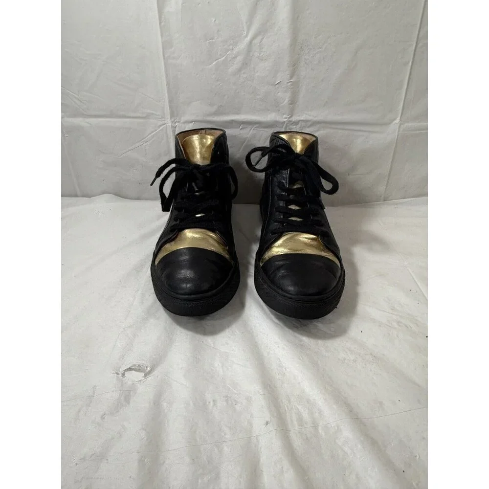 Thakoon Black and Gold Leather High-Top Sneakers